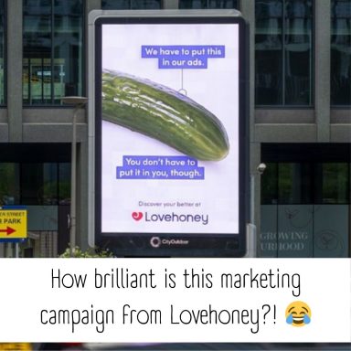 An image of a cucumber as part of Lovehoney's ad