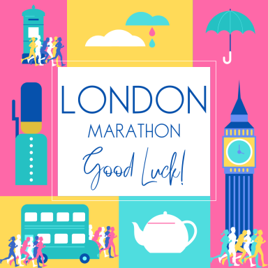 An image of London landmarks and runners