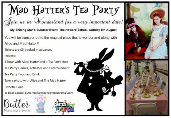 A flyer for the Mad Hatters Tea Party